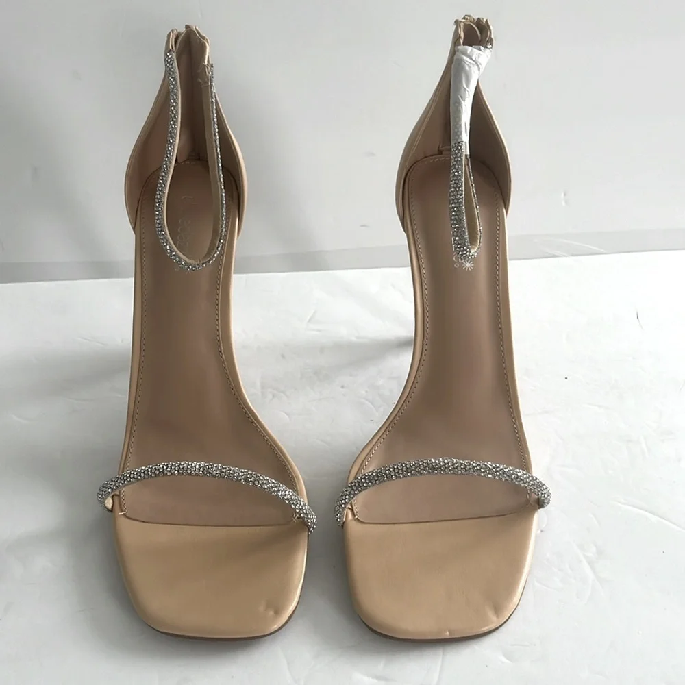 Shoe Dazzle Alexxia Dress Sandals Stiletto Heels with Rhinestone Straps Size 12 - Picture 6 of 9